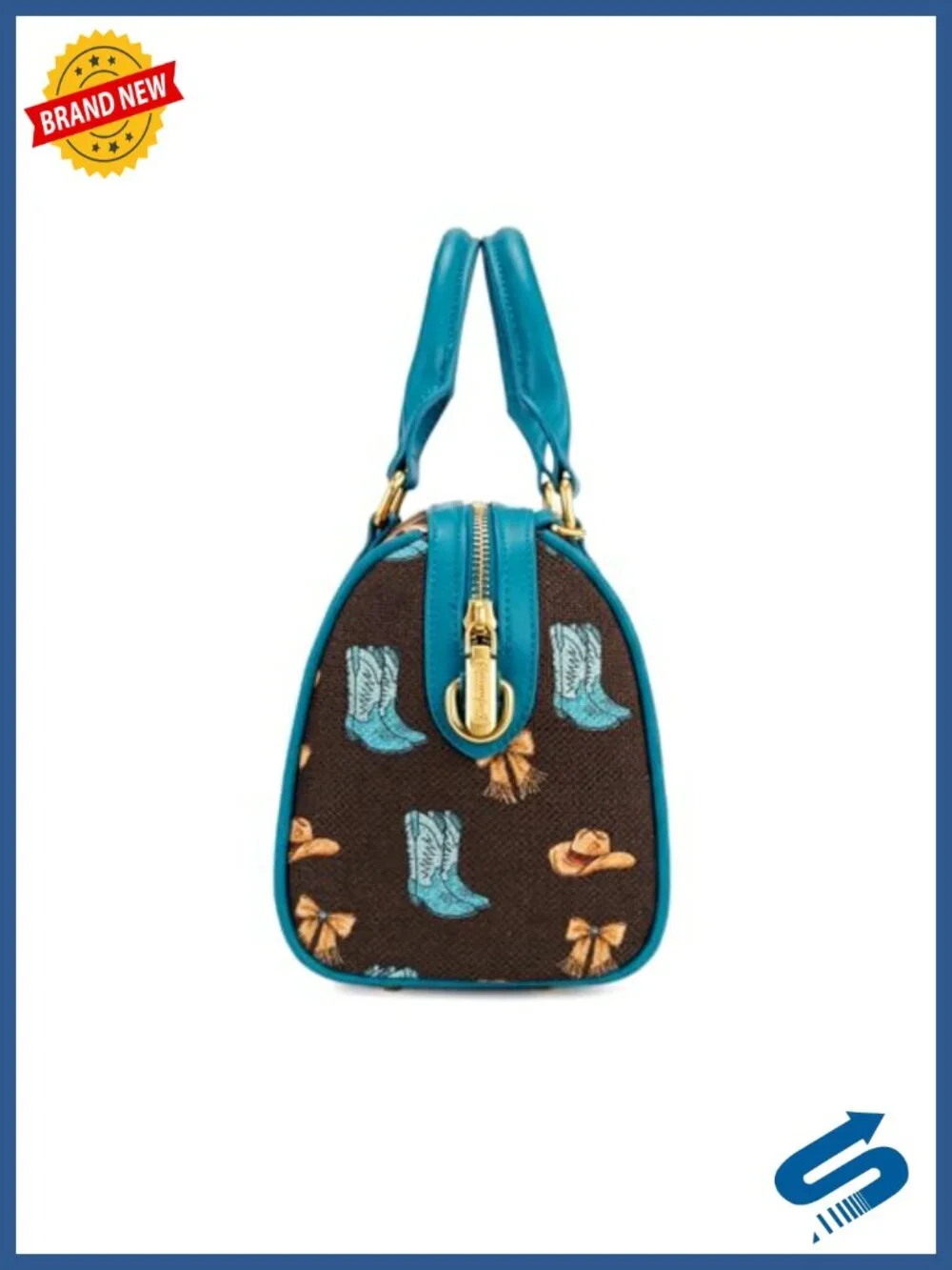 Wrangler Rodeo Icons Top Handle Handbag Western Satchel Barrel Bag with Chain